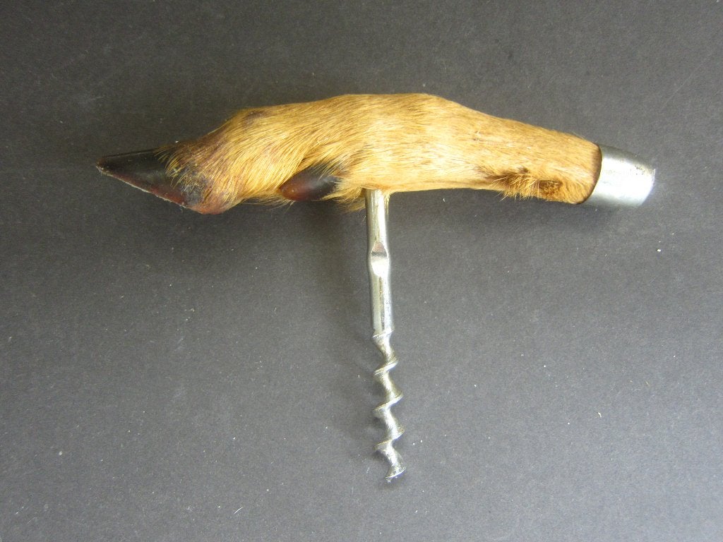 Vintage flessenopener ree herten poot taxidermie, Overige gebieden, Overige typen, Ophalen of Verzenden, Zo goed als nieuw