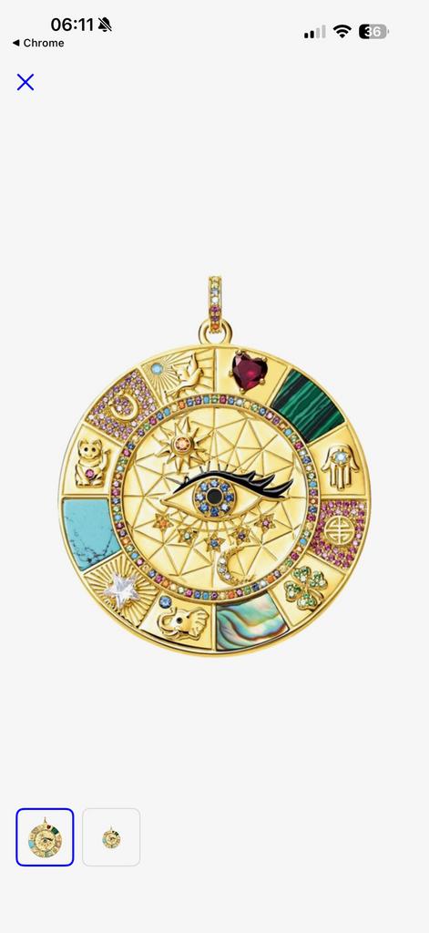 Zilveren sterling gold verguld amulet kat evil eye hamza, Ophalen of Verzenden, Zo goed als nieuw, Goud, Zilver