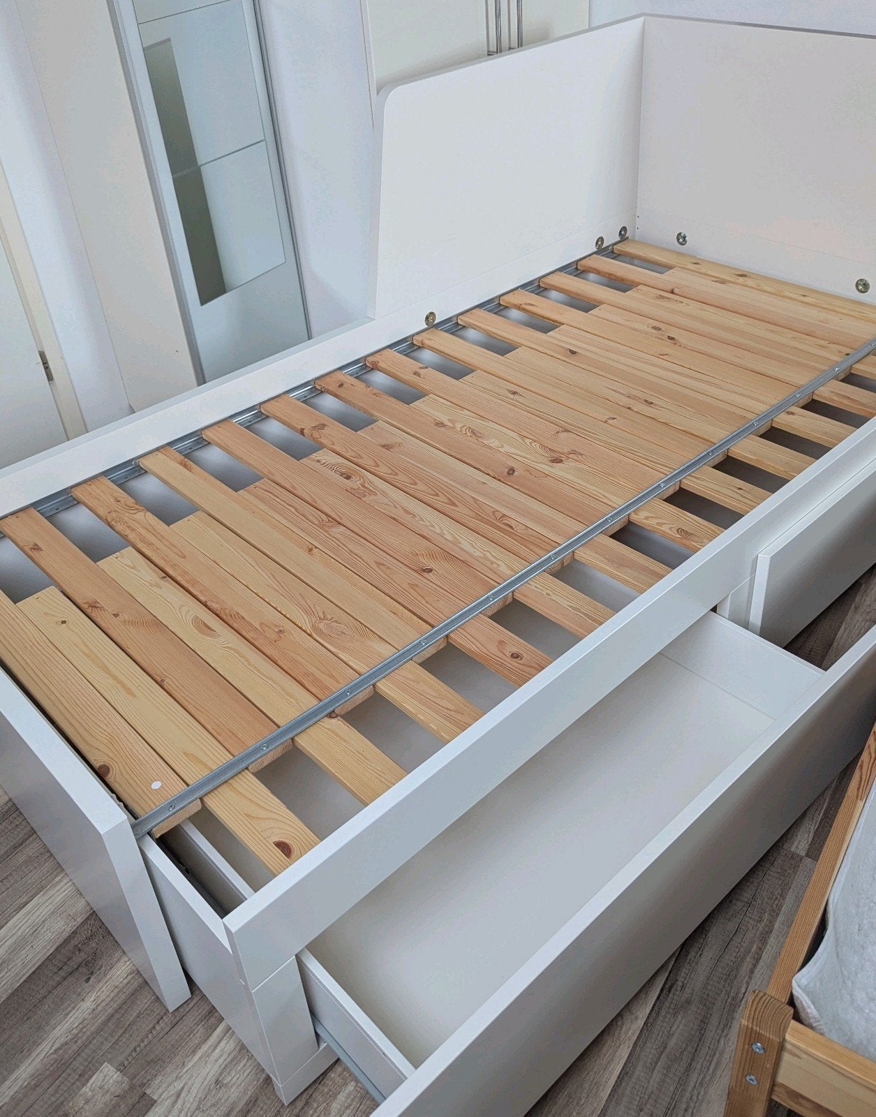 IKEA Flekke bedbank, uitschuifbaar (excl. matras), Ophalen, Wit, Tweepersoons, 80 cm