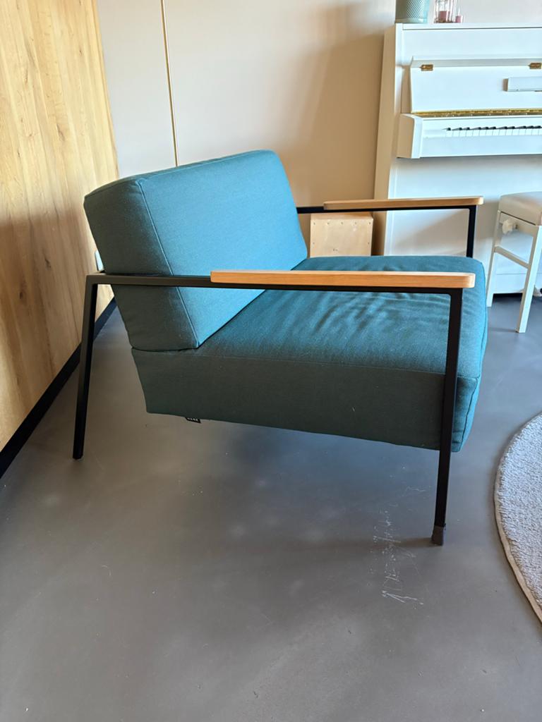 Studio Henk fauteuil met metalen frame l, Ophalen, Gebruikt, Hout, 75 tot 100 cm