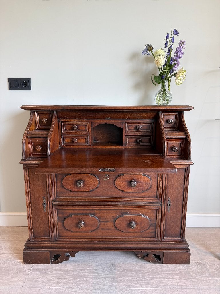 Antieke eikenhouten secretaire / schrijfkast, Antiek en Kunst, Antiek | Meubels | Kasten, Ophalen