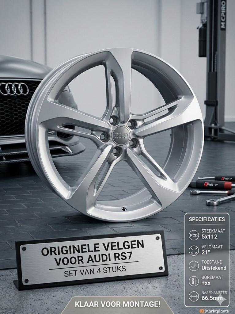 Originele Audi RS7 Velgen - 21 inch - Set van 4, Gebruikt, Velg(en), Personenwagen, 21 inch