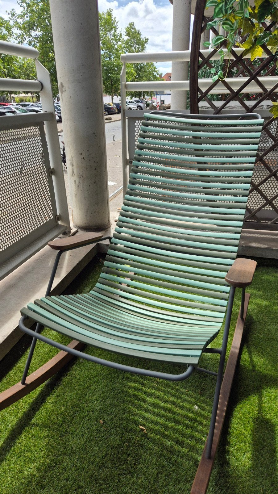 Design click schommelstoel tuinstoel modern schommelstoel, Huis en Inrichting, Stoelen, Gebruikt, Eén, Hout, Kunststof, Metaal