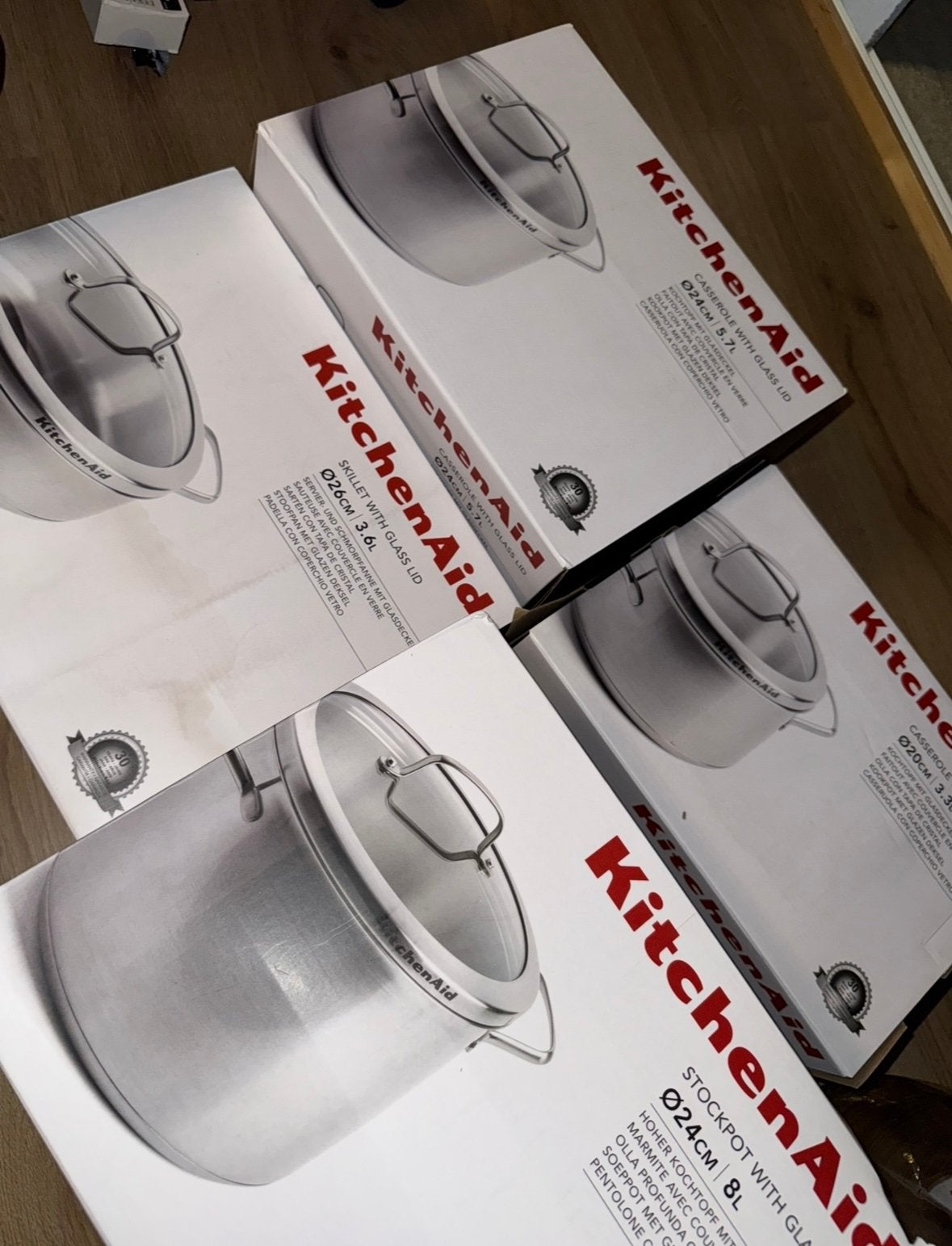 KitchenAid pannenset, Witgoed en Apparatuur, Keukenmixers, 4 liter of meer, Ophalen of Verzenden, Zo goed als nieuw, 3 snelheden of meer