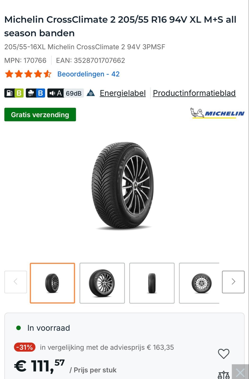 Michelin CrossClimate 2 205/55 R16 94V XL All Season Banden, 16 inch, Nieuw, All Season, Band(en)