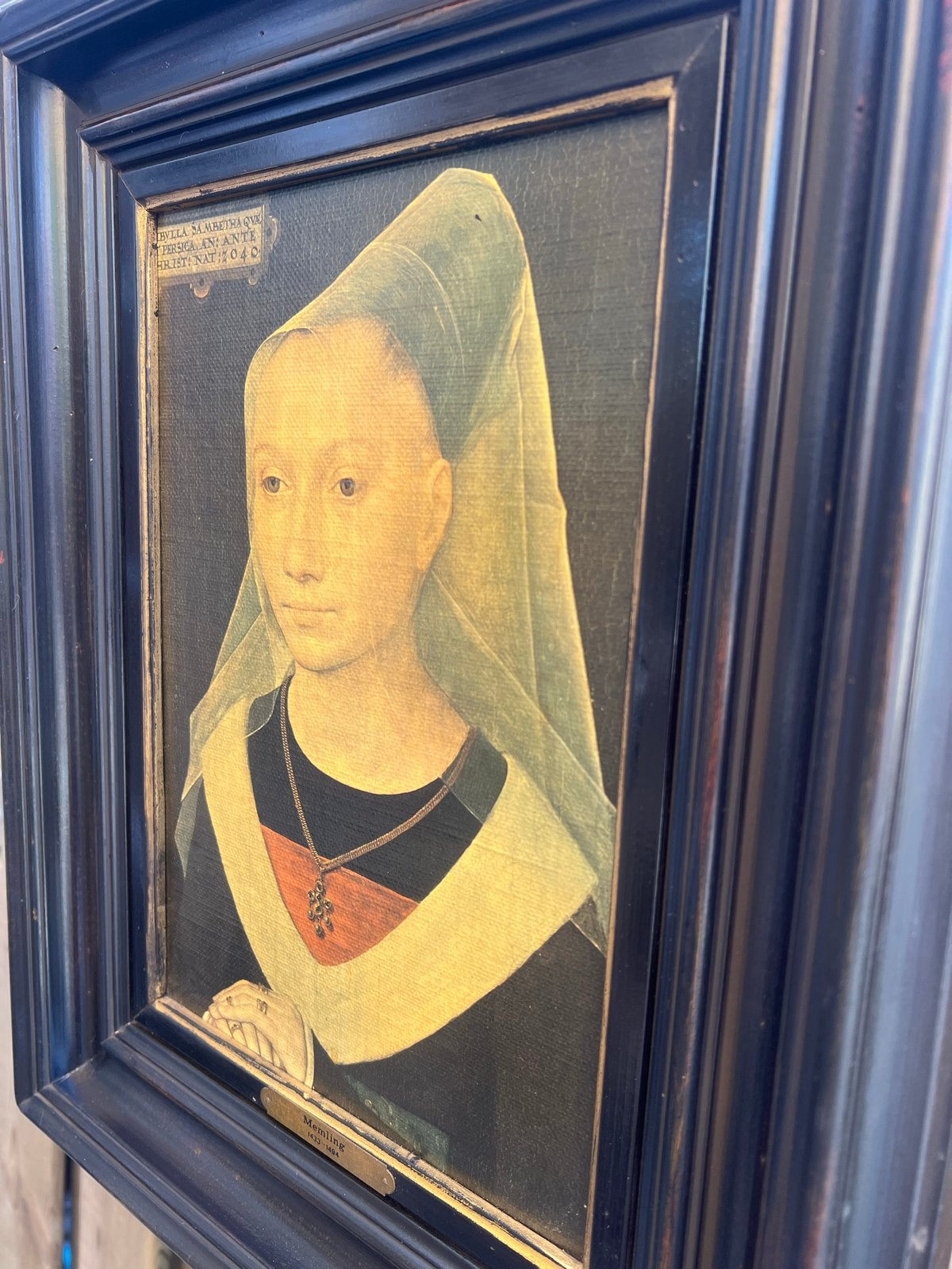 Antiek schilderij: Portret van een dame, Memling stijl, Ophalen of Verzenden