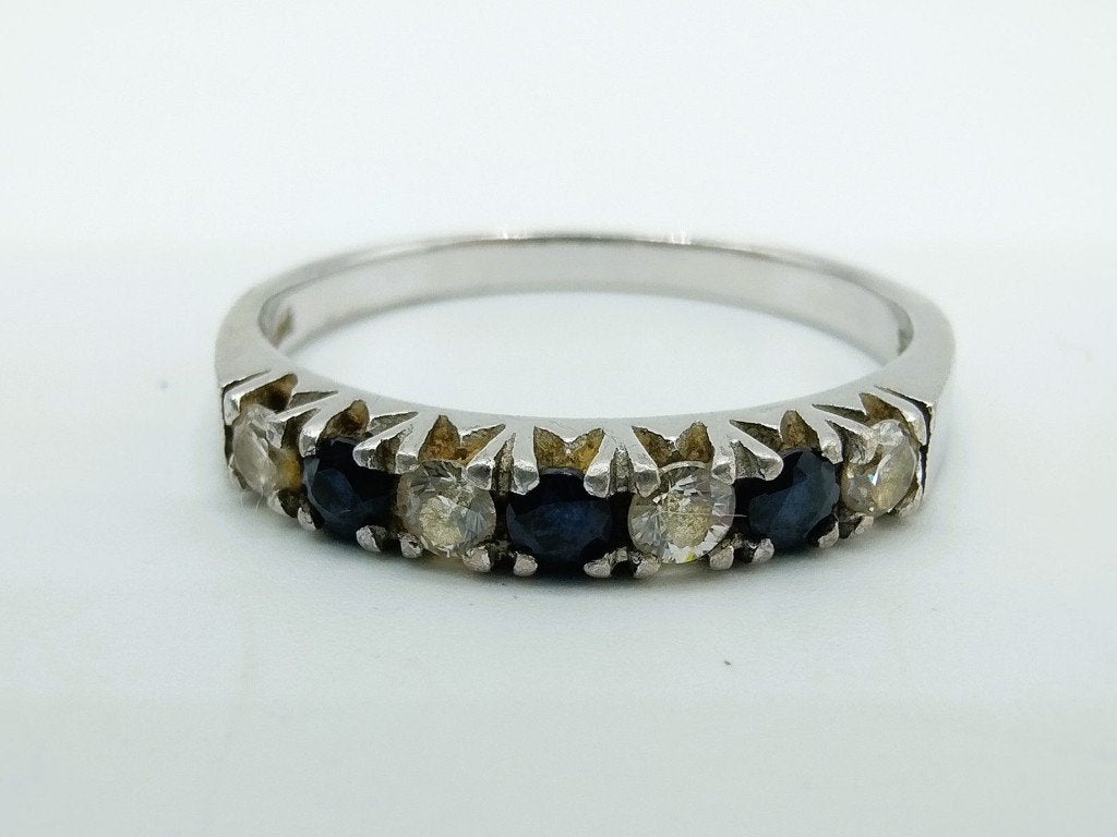 Zilveren rijring met safier en zirkonia, 19 mm, Info@zilverwebsite.nl, Verzenden, 19 tot 20, Zo goed als nieuw