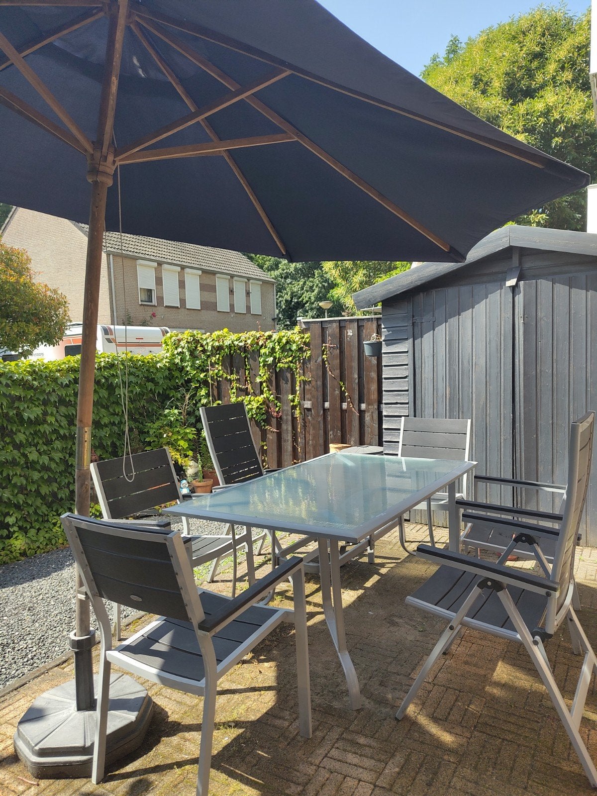 Monza Leisure tuinset met 6 stoelen en tafel, Tuin en Terras, Tuinsets en Loungesets, Ophalen of Verzenden, Gebruikt, 6 zitplaatsen
