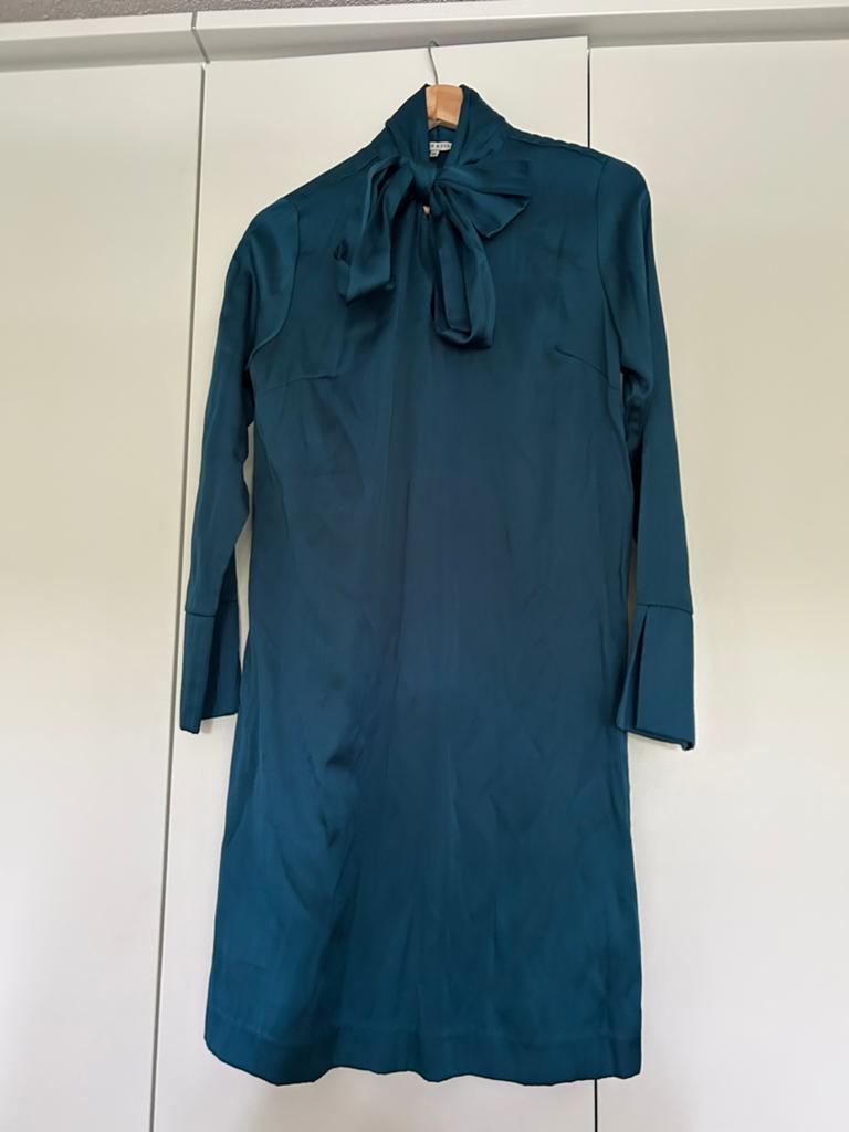 Fifth house petrol jurk satijn look / maat 36 / zgan, Blauw, Ophalen of Verzenden, Zo goed als nieuw, Maat 36 (S)