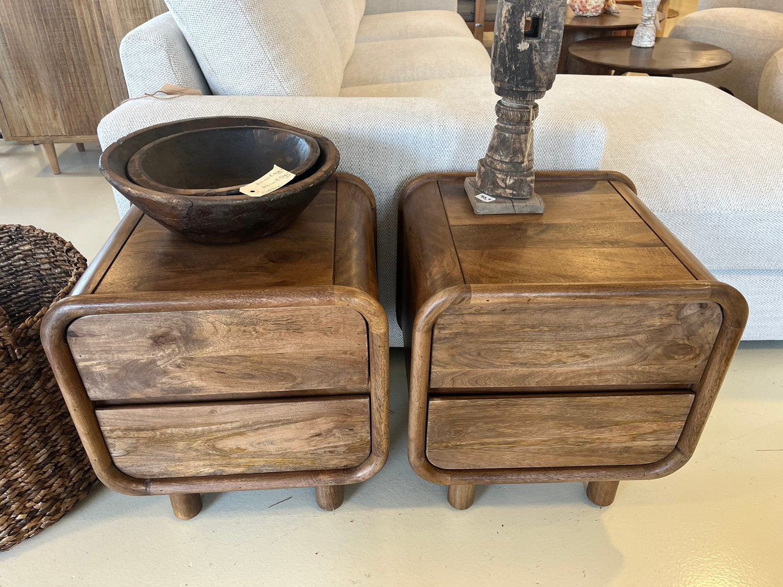 Magazijn leegverkoop set nachtkastjes Japandi mangohout sale, Hout, Nieuw, Ophalen of Verzenden, Info@wkhome.nl