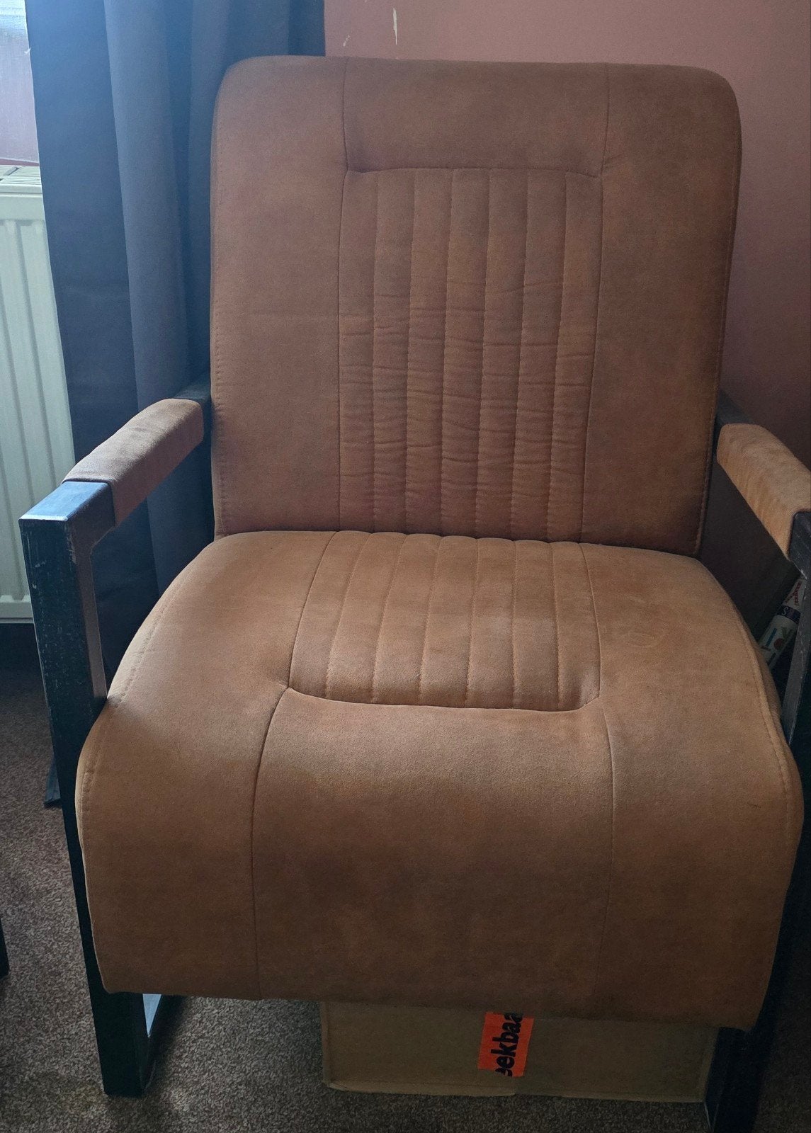Industruele fauteuil met metalen frame, Huis en Inrichting, Ophalen, 75 tot 100 cm, Zo goed als nieuw, Metaal