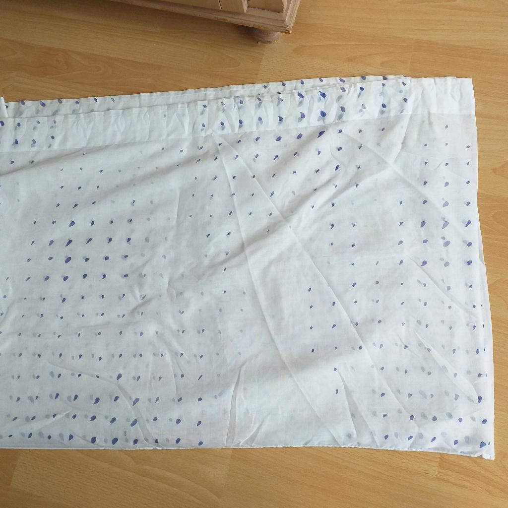 2x  glasgordijnen, Gebruikt, Blauw, Ophalen of Verzenden, 200 cm of meer