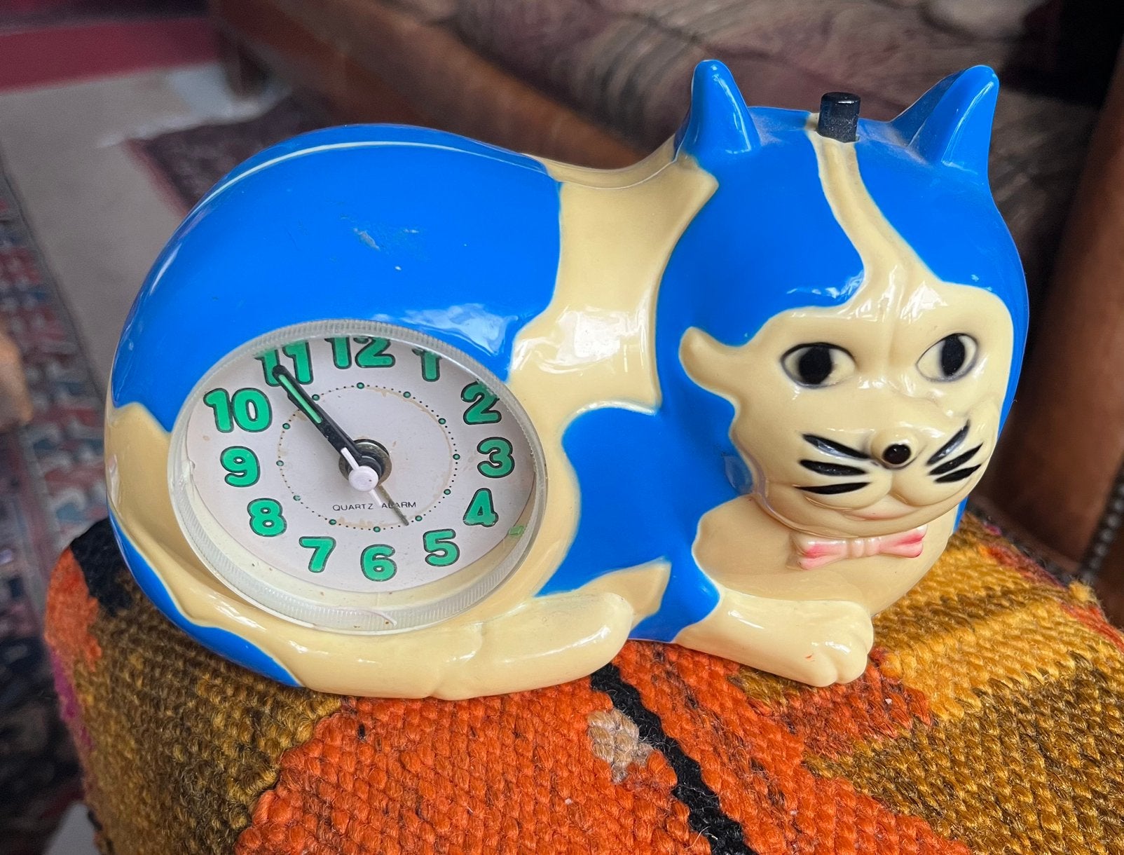 Vintage Poezen Klokje tevens Wekker, Witgoed en Apparatuur, Wekkers, Ophalen of Verzenden, Gebruikt
