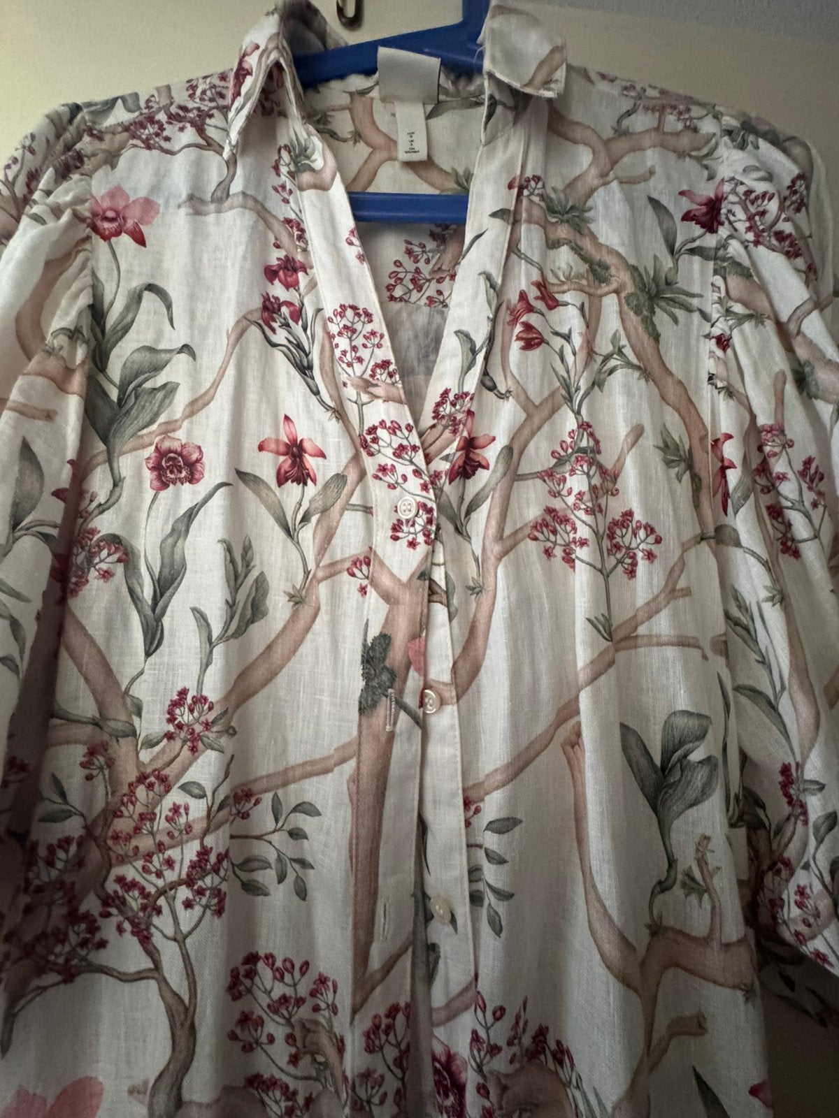 Johanna Ortiz x H&M Linnen Jurk met Bloemenprint S, Verzenden, Wit, Zo goed als nieuw, Knielengte