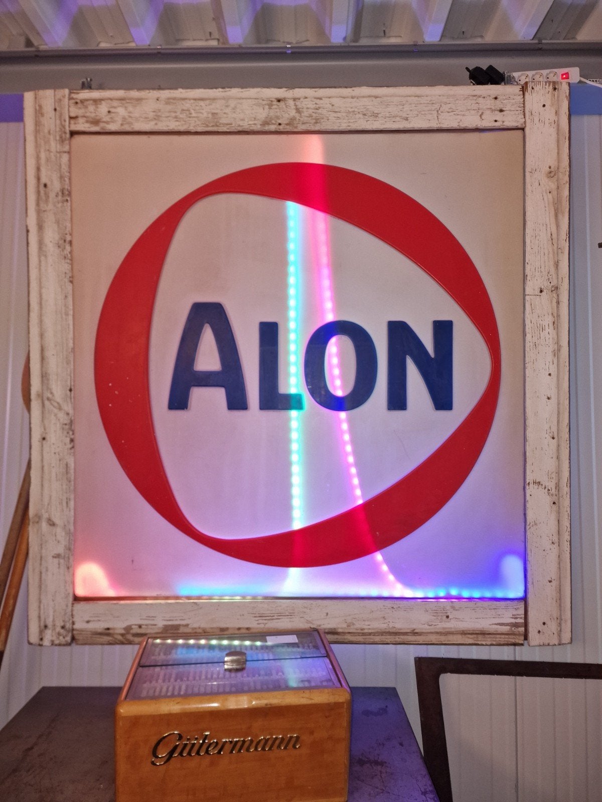 Shell caltex  alon texaco chevron  lichtbakken  xxxl, Verzamelen, Ophalen, Gebruikt, Lichtbak of (neon) lamp