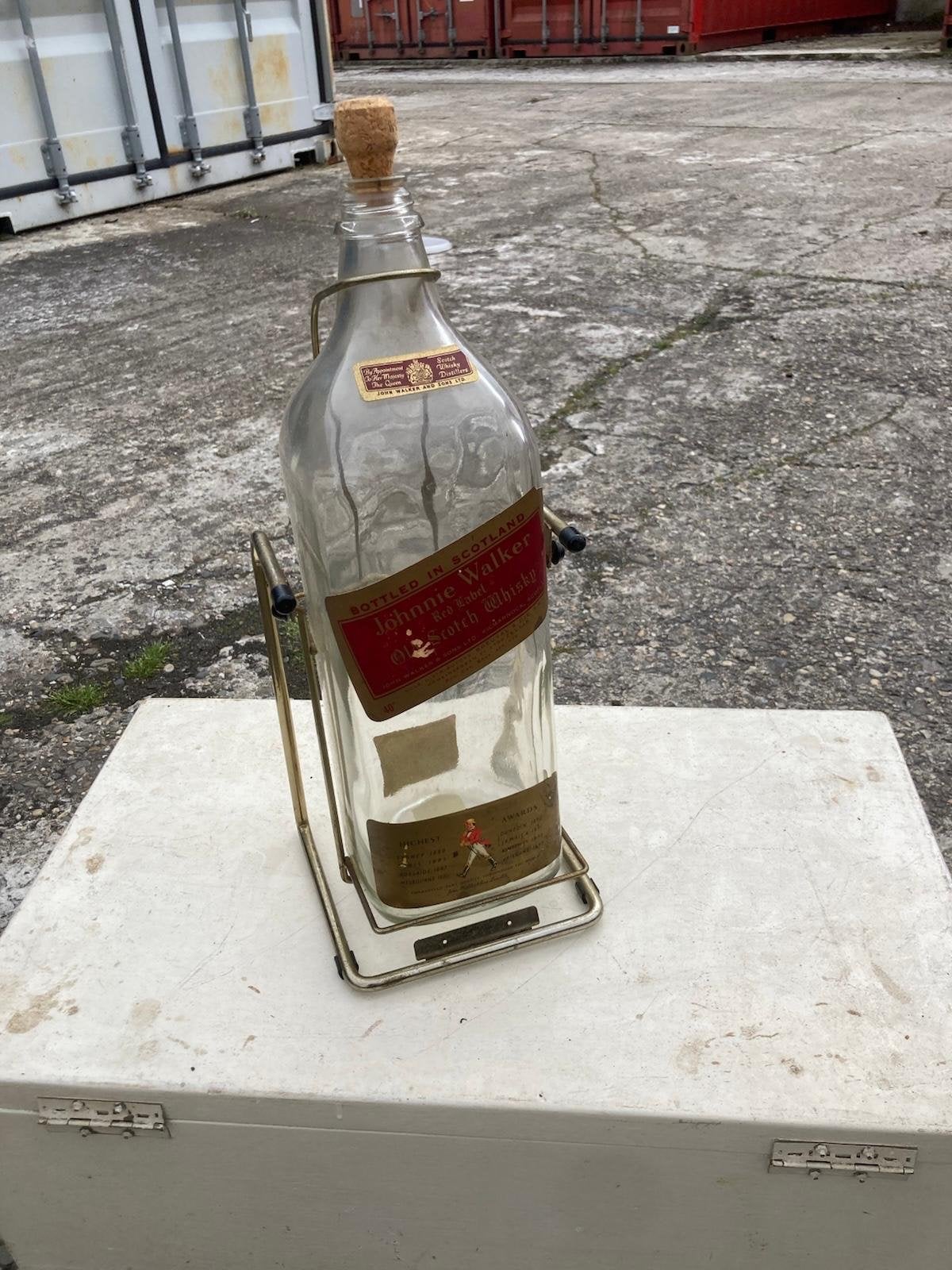 Vintage Johnnie Walker Red Label Fles met Houder, Ophalen of Verzenden