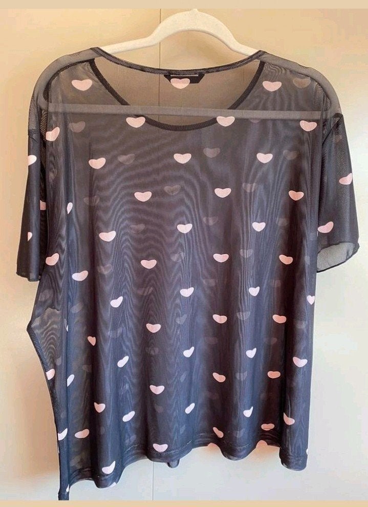 doorschijnend shirt met hartjes xl XXL top, Kleding | Dames, Tops, Ophalen, Zwart, Maat 46/48 (XL) of groter, Zo goed als nieuw