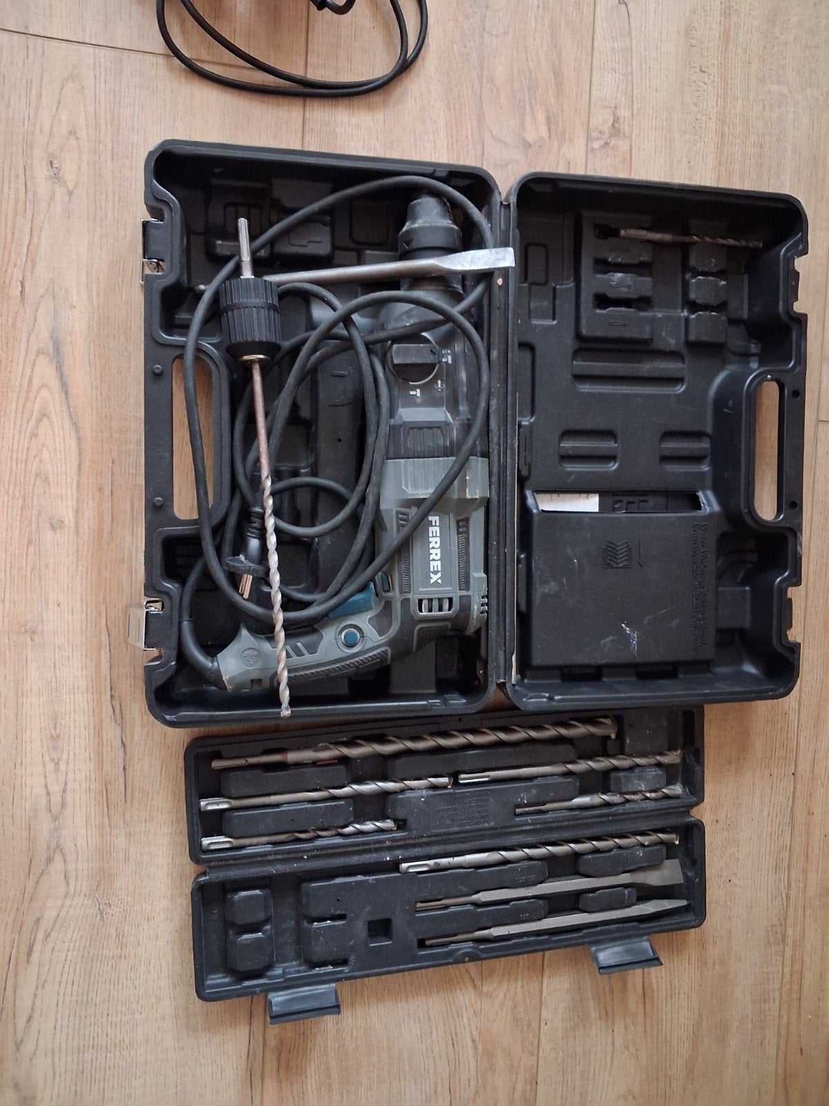Ferrex Boorhamer met accessoires in koffer, Boor- en/of Breekhamer, Ophalen of Verzenden, Klopboormechanisme, Gebruikt