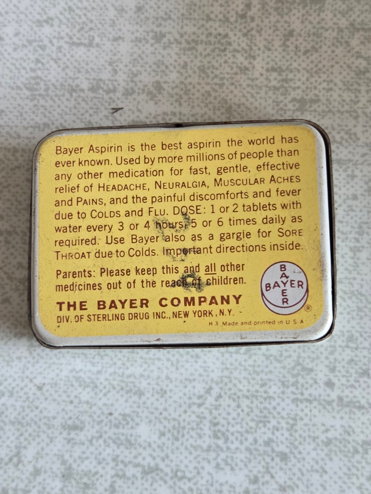 Vintage Bayer Aspirine Blikje - Zeldzaam Verzamelobject, Ophalen of Verzenden, Gebruikt