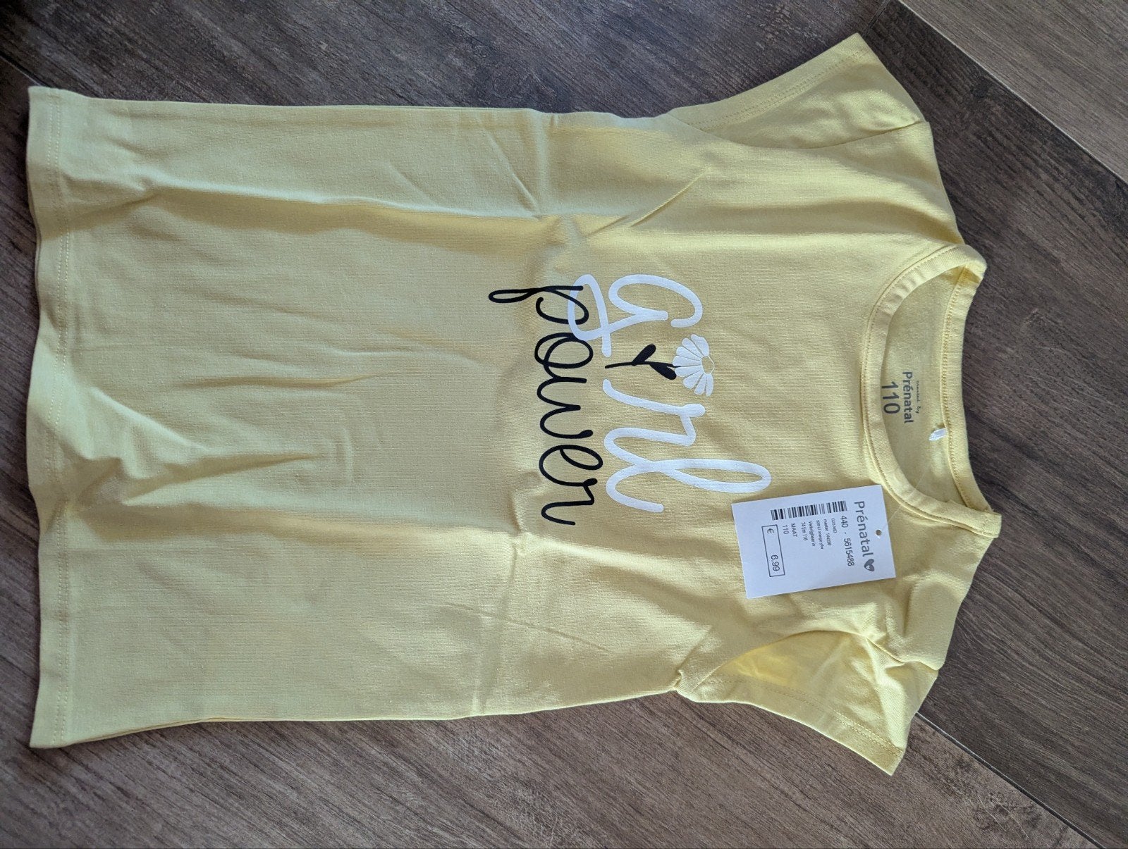 Geel T-shirt met 'Girl Power' opdruk - Prénatal maat 110, Prénatal, Meisje, Nieuw, Ophalen of Verzenden