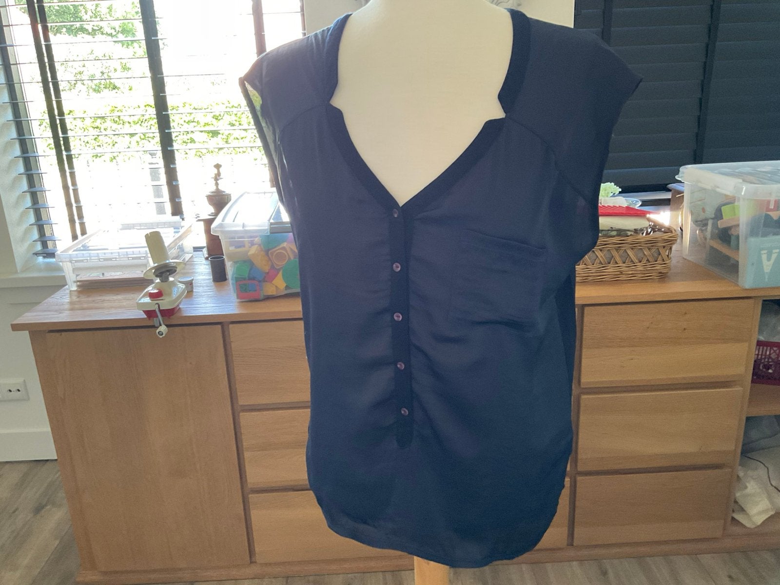 Blouse mouwloos, blauw, maat XL in Shape, Ophalen of Verzenden, Zo goed als nieuw, Maat 46/48 (XL) of groter, Blauw