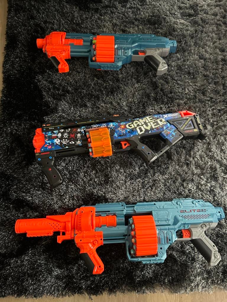 Nerf en X-Shot Blasters Set - 3 stuks, Ophalen, Gebruikt, Jongen of Meisje