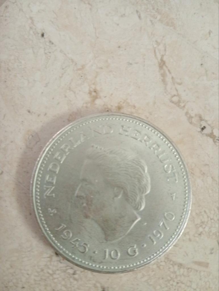 Zilveren 10 Gulden Munt Nederland Herrijst 1945-1970, Postzegels en Munten, Munten | Nederland, Losse munt, 10 gulden, Koningin Juliana