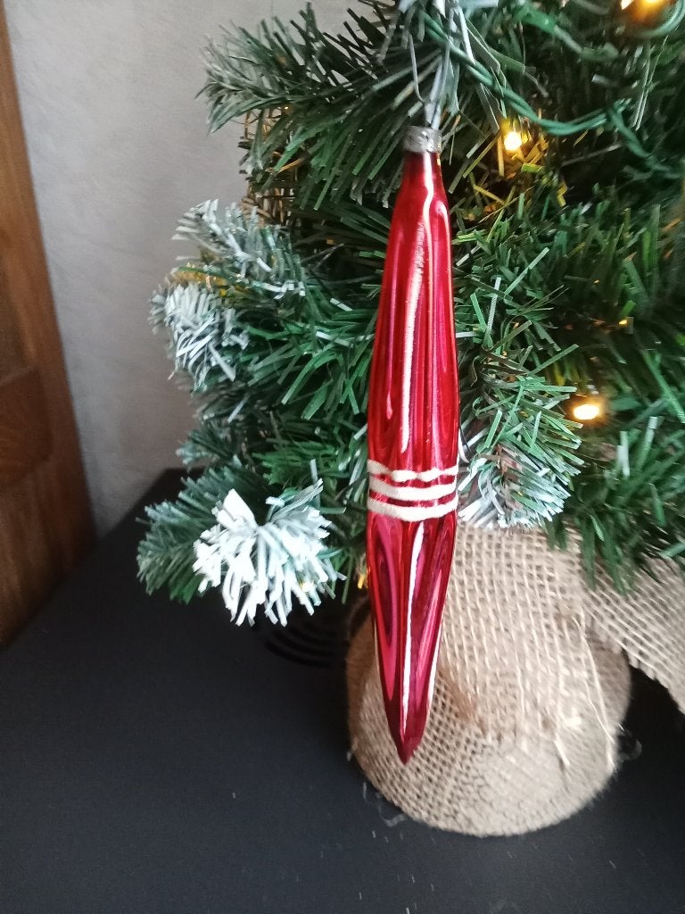 zeer fraaie zeldzame lang getrokken model kerstbal, Ophalen of Verzenden, Gebruikt