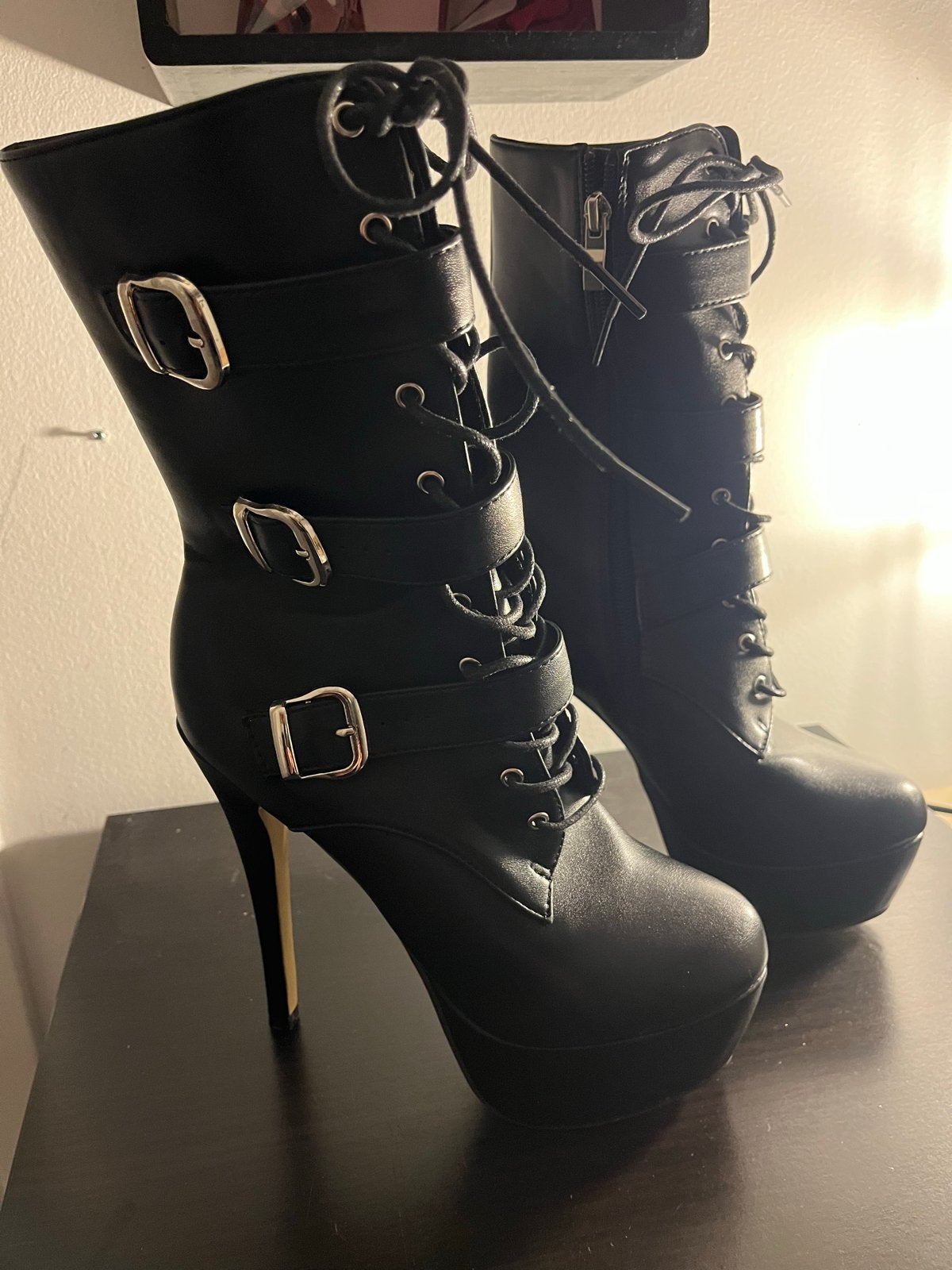 SHEIN Zwarte Stiletto Enkellaarsjes Maat 38 Nepleer, Ophalen of Verzenden, Nieuw, Zwart, Lage of Enkellaarzen