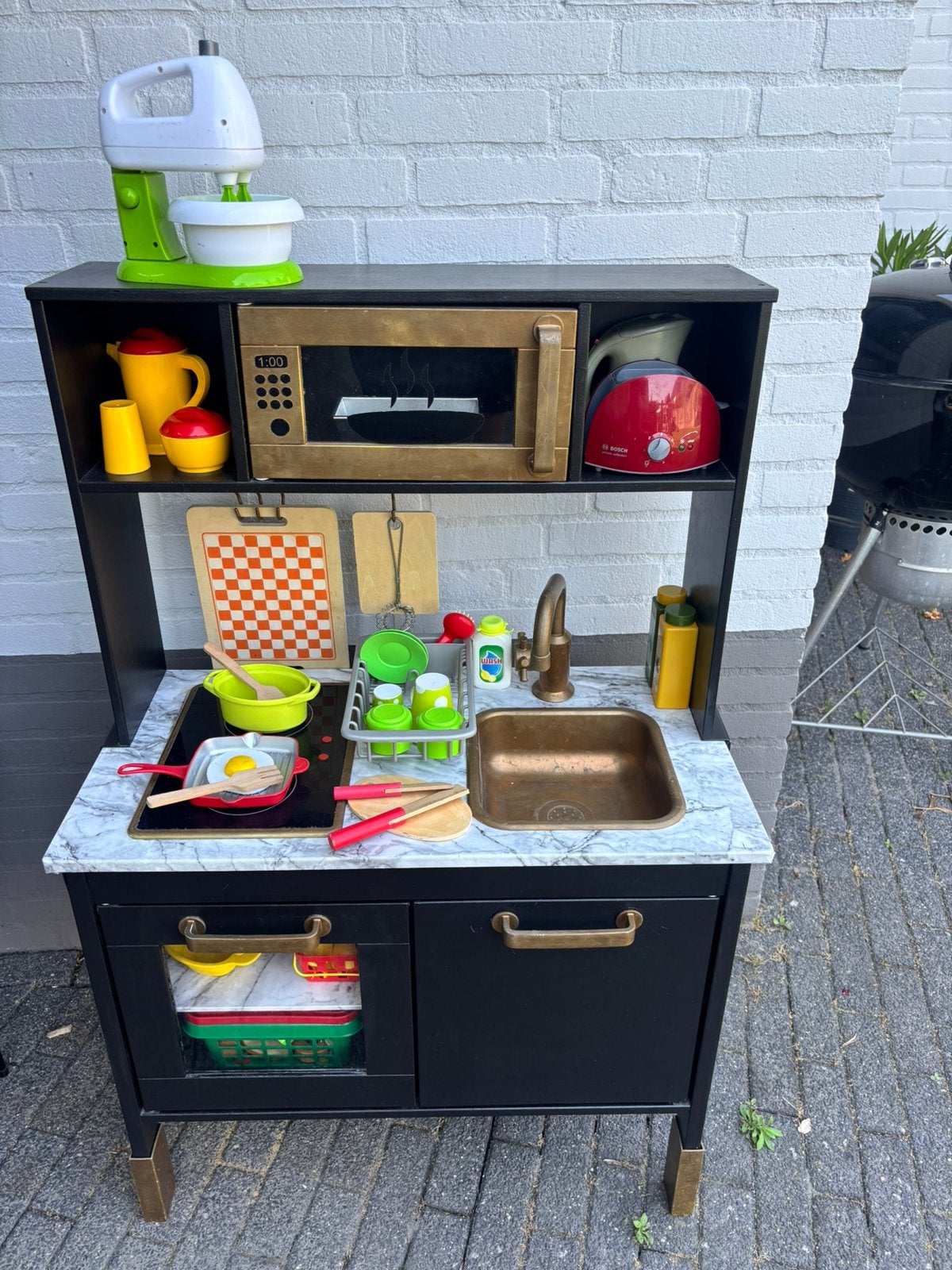 Luxe houten speelkeuken incl. complete accessoire set, Ophalen, Zo goed als nieuw