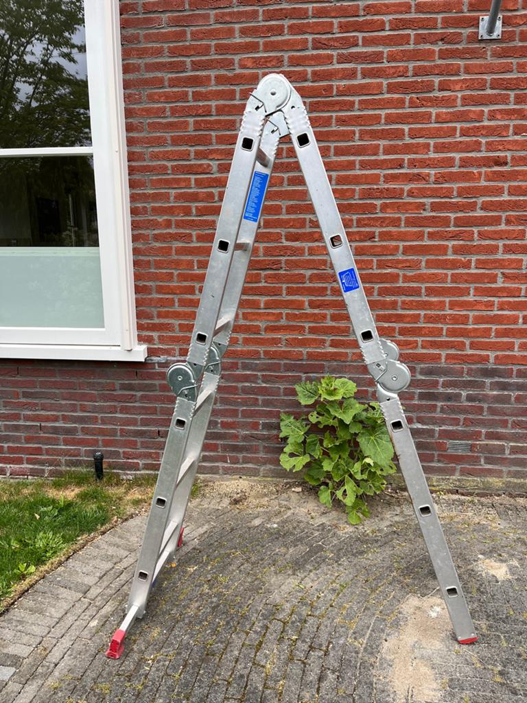Vouwladder 4 x 3 treden 3,50 meter Aluminium, Ophalen, Gebruikt, Ladder, Opvouwbaar of Inschuifbaar
