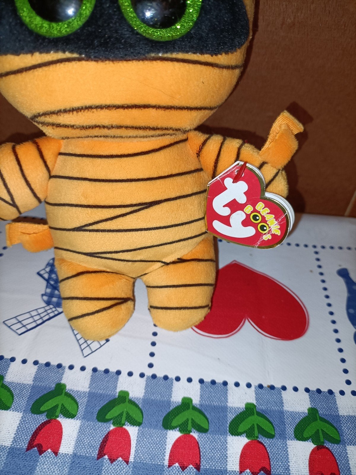 Ty Beanie Boo's "Mask" Mummy Halloween Knuffel 18 cm groot, Oranje, Overige typen, Ophalen of Verzenden, Klein (minder dan 20 cm)