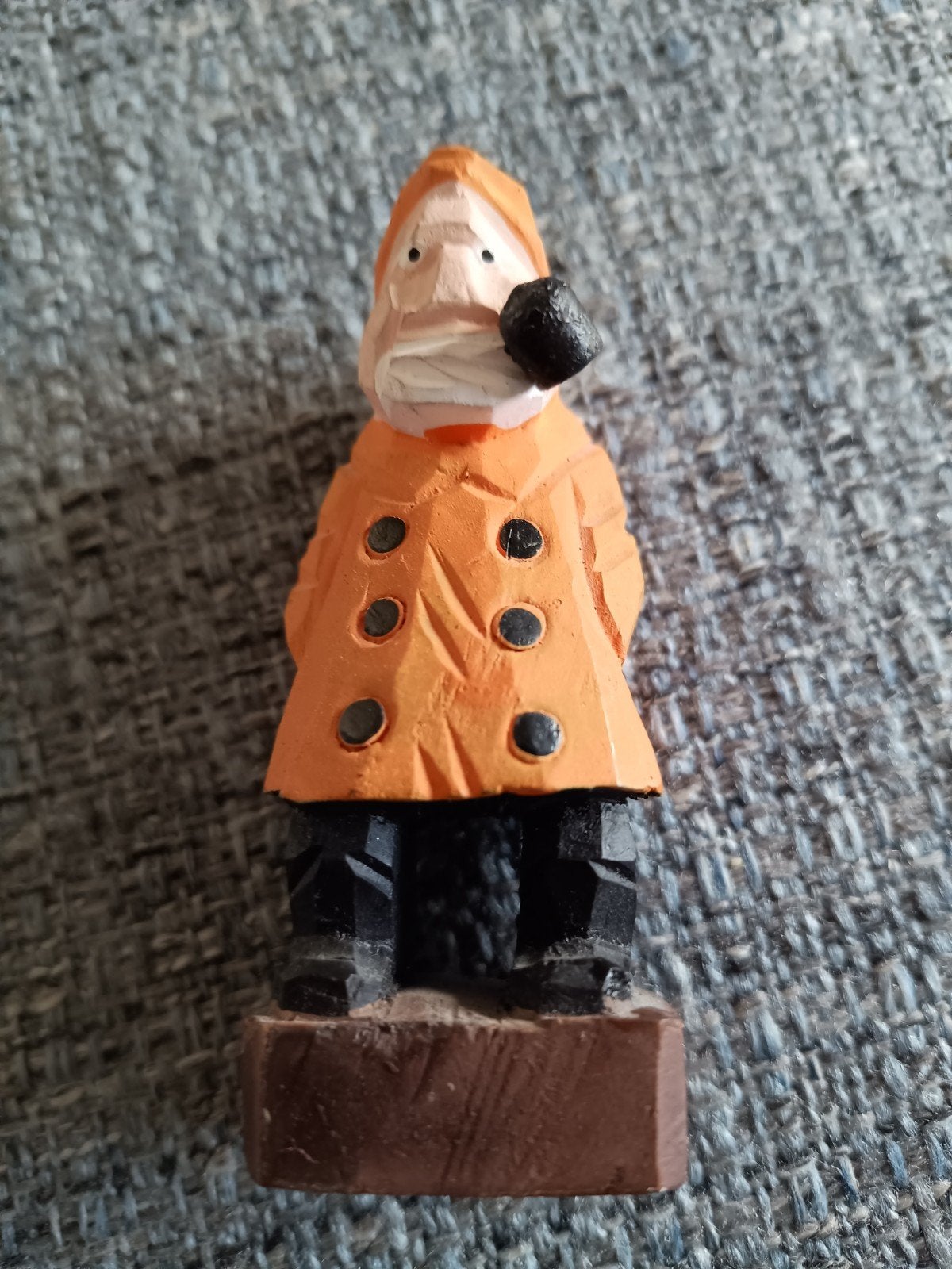 Houten beeldje 'Old Salt' - Visserman met pijp, Minder dan 20 cm, Beeld, Hout, Meerkleurig