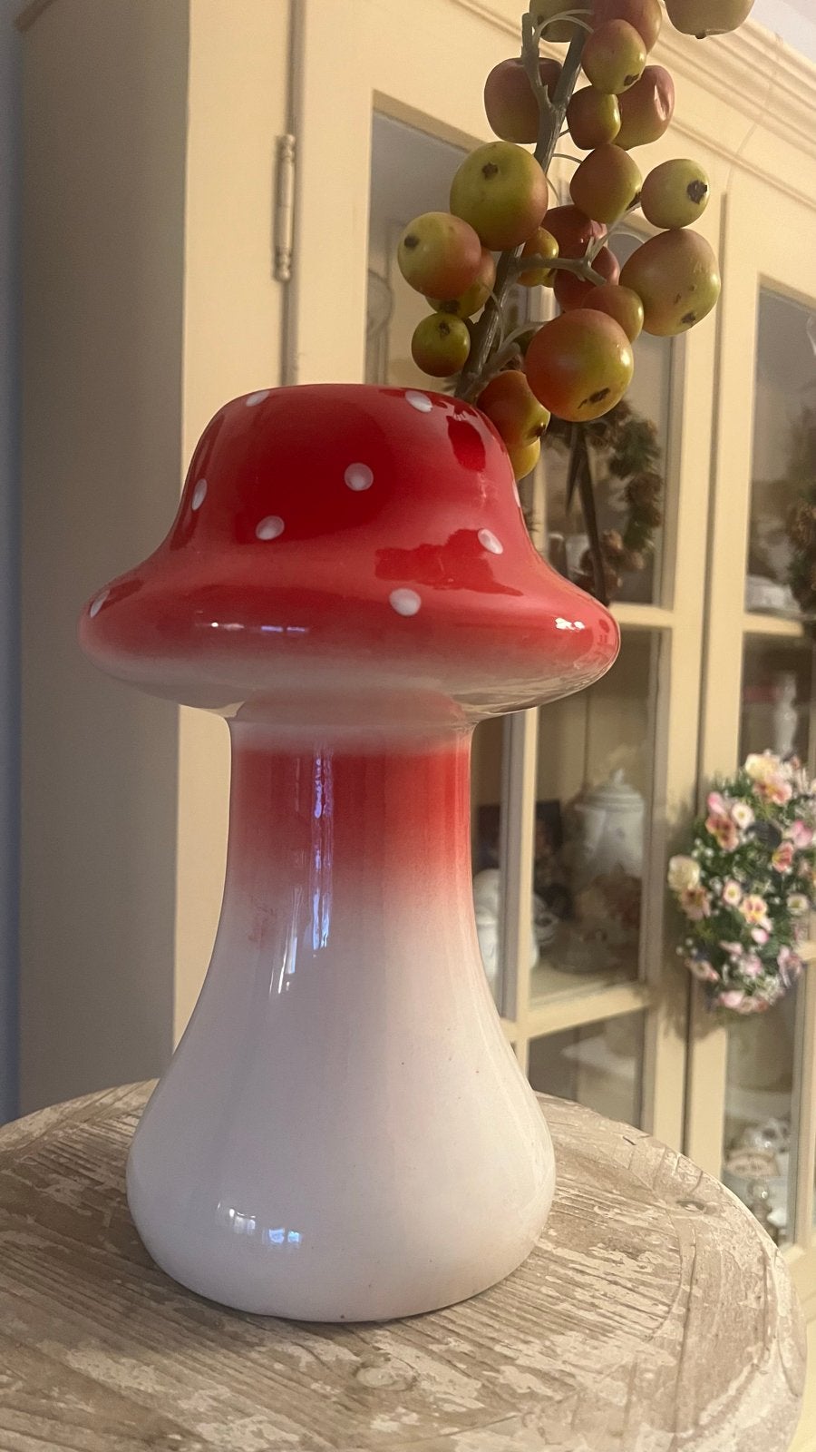 Leuke paddenstoel vaas rood met witte stippen, Ophalen of Verzenden, Nieuw