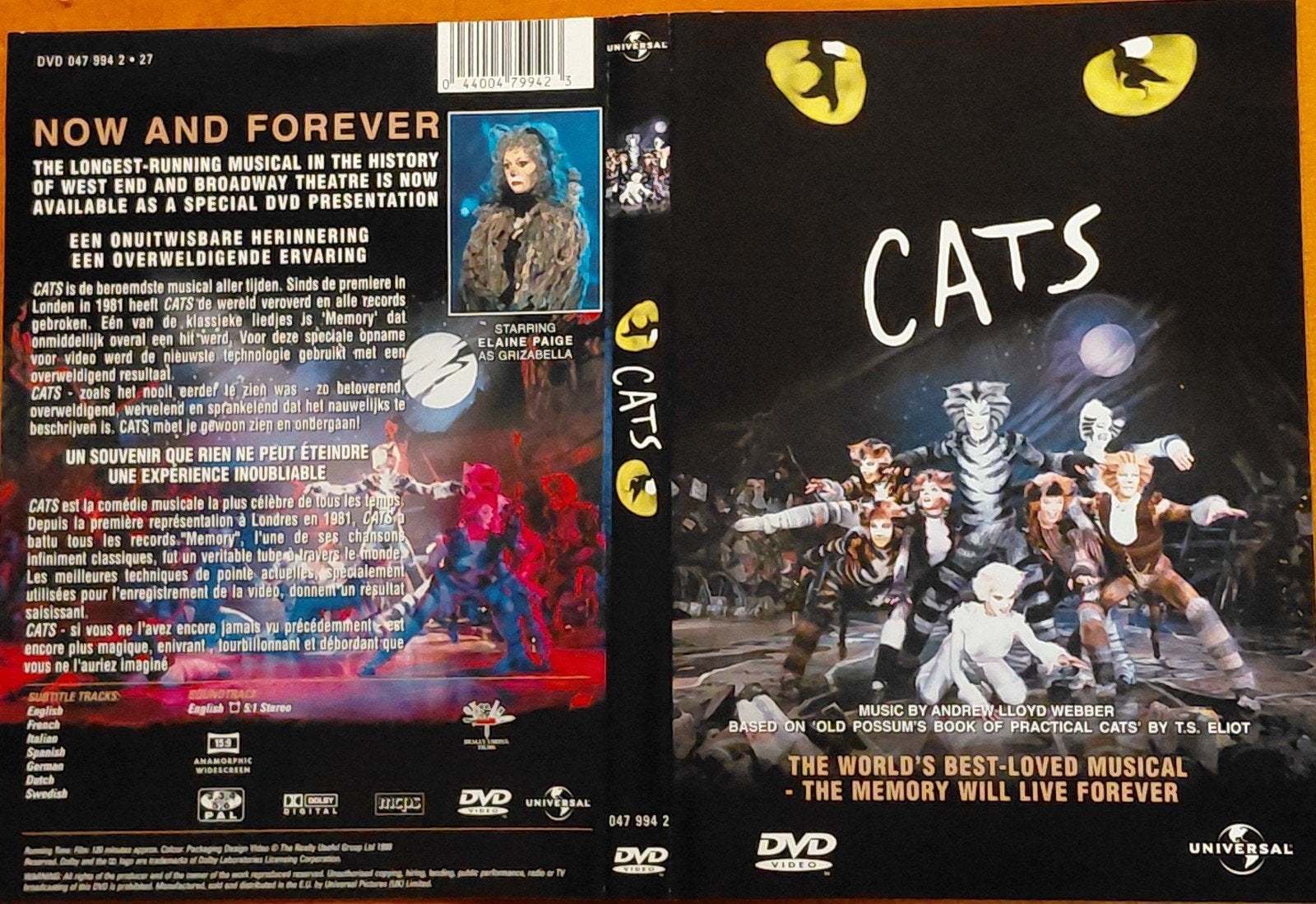 Cats - The World's Best-Loved Musical DVD, Cd's en Dvd's, Dvd's | Muziek en Concerten, Alle leeftijden, Spaans, Dansshow, Gebruikt