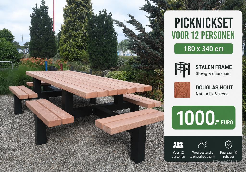Douglas picknicktafels & industriële tuintafels –handgemaakt, Ophalen of Verzenden, Nieuw, Rechthoekig, Hout