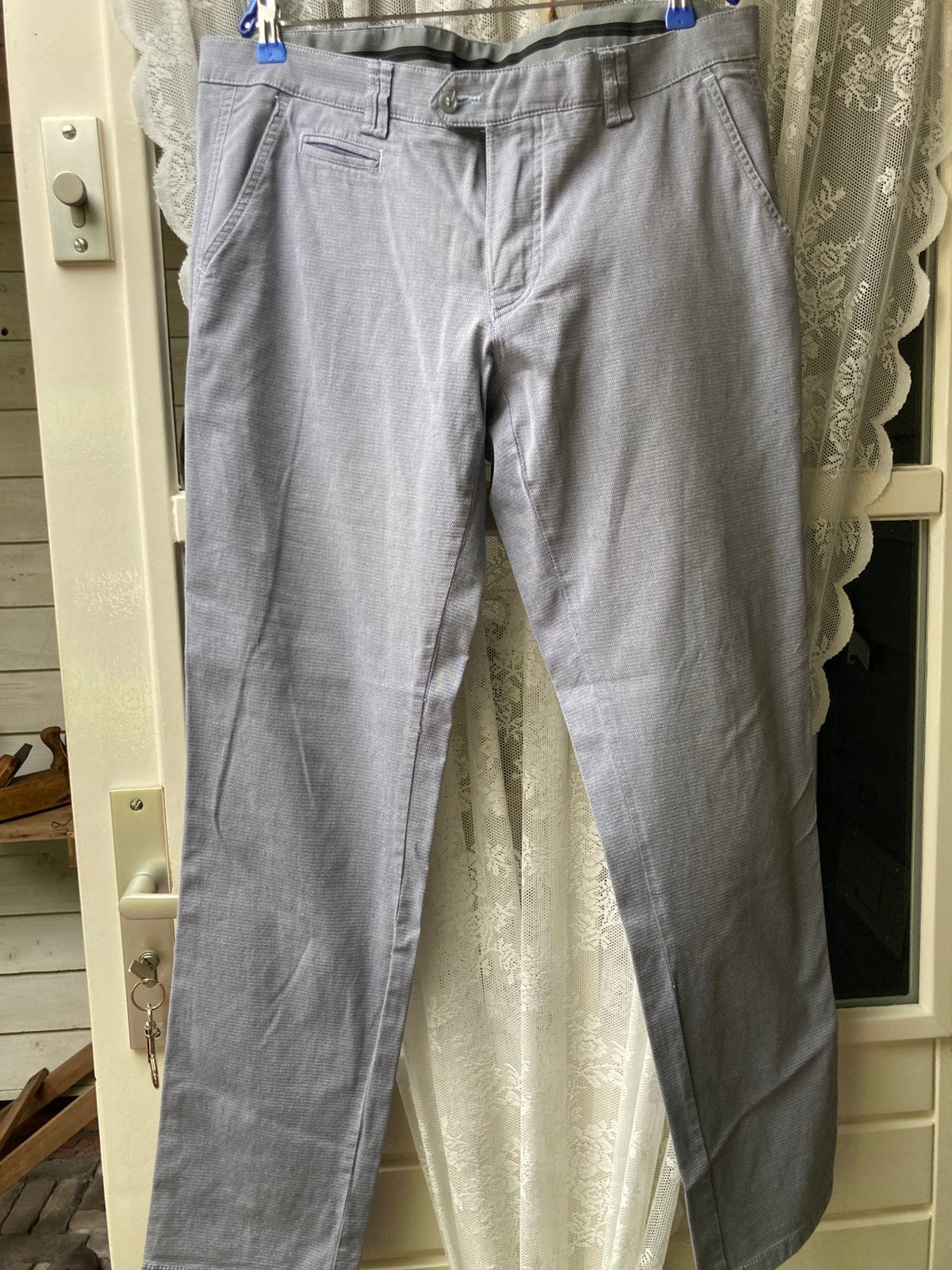 Heren  lange katoenen broek Holthaus maat 52, Ophalen of Verzenden, Zo goed als nieuw, Maat 52/54 (L), Blauw