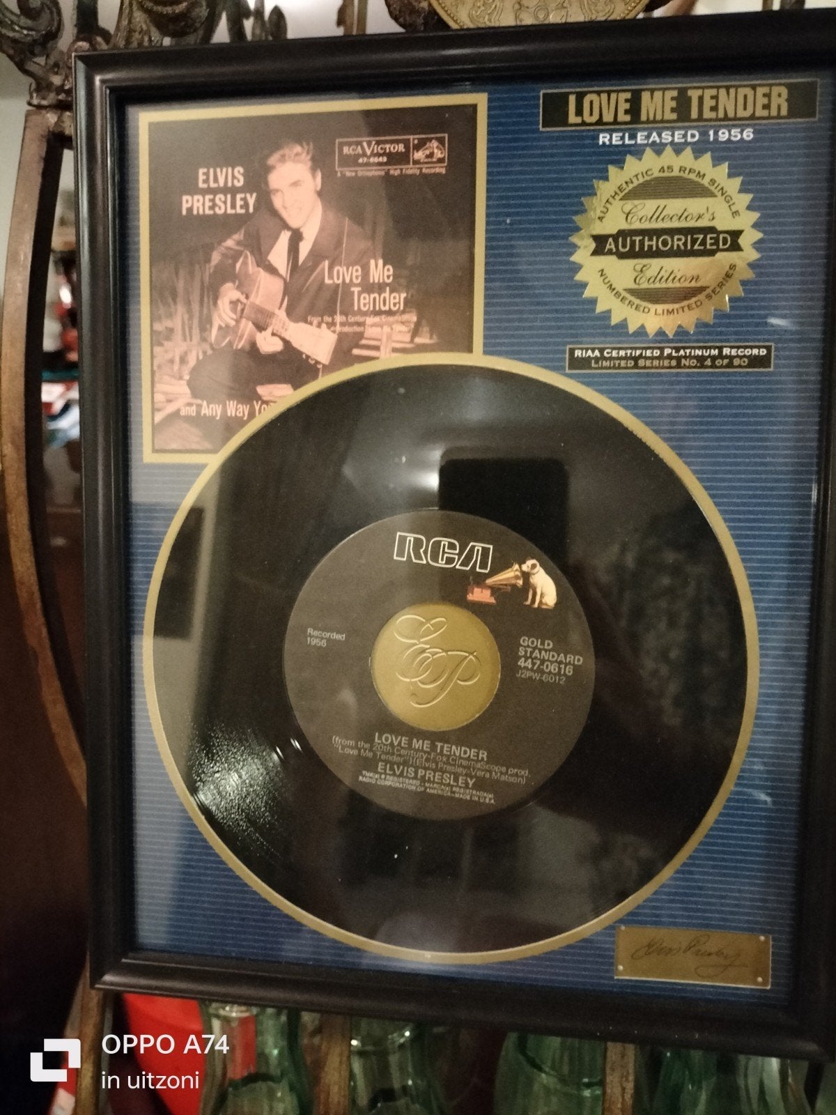 Elvis Presley Love Me Tender RCA Platinum Record, Ophalen of Verzenden, Zo goed als nieuw