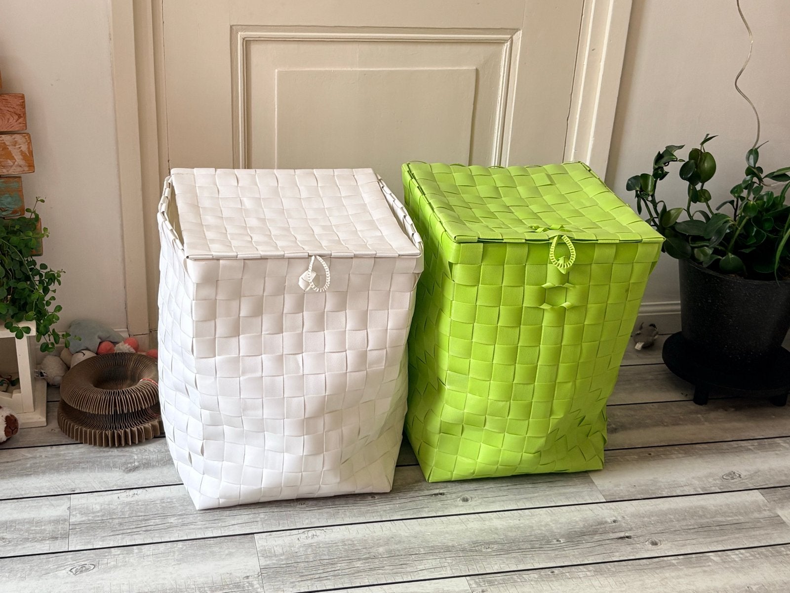 Hema Wasmanden van kunststof - wit en groen, Ophalen, Gebruikt, Meerkleurig, Kunststof
