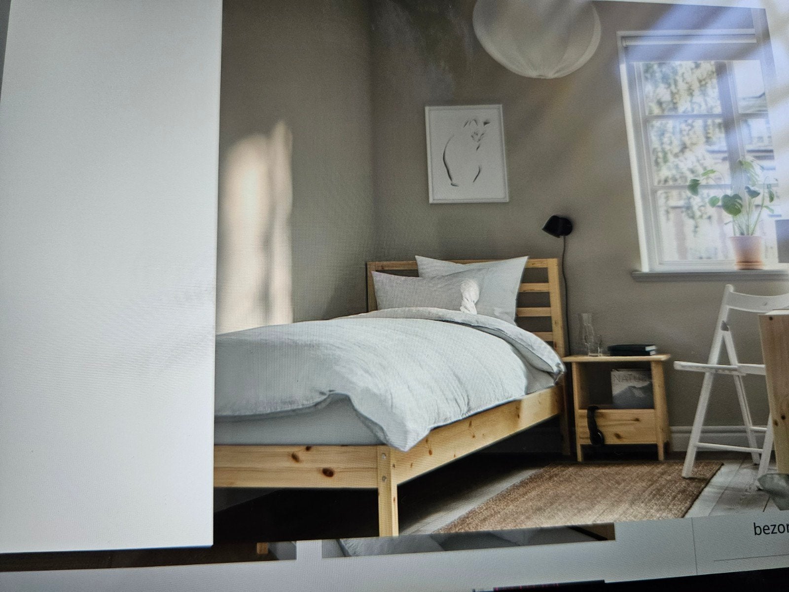 Ikea Tarva 90x200 bedombouw, Ophalen, 90 cm, Eenpersoons, Grijs