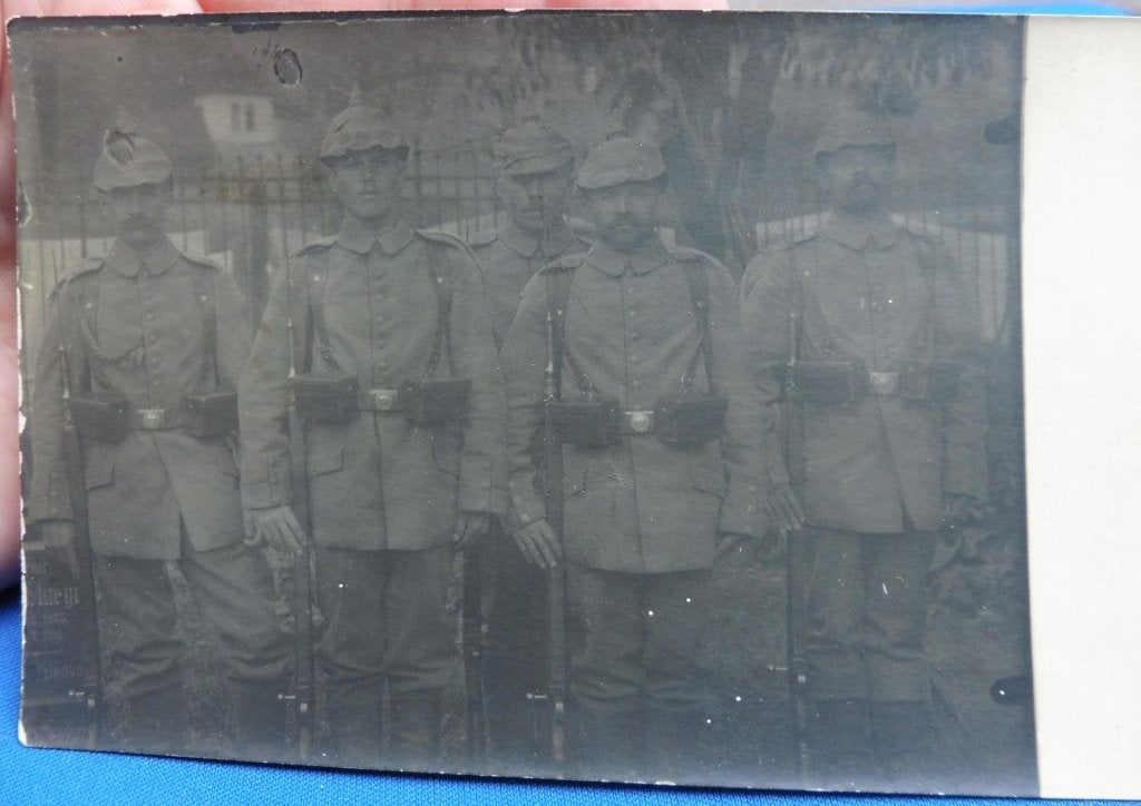 Originele Duitse WO1 Foto Pickelhauben en Geweren (P), Verzenden, Landmacht, Duitsland, Overige typen