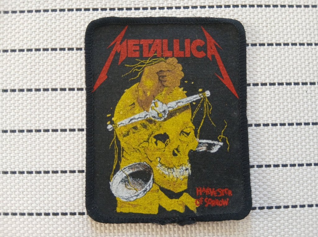METALLICA vrij zeldzame 1988 patch 45 harvester of sorrow, Ophalen of Verzenden, Nieuw, Kleding