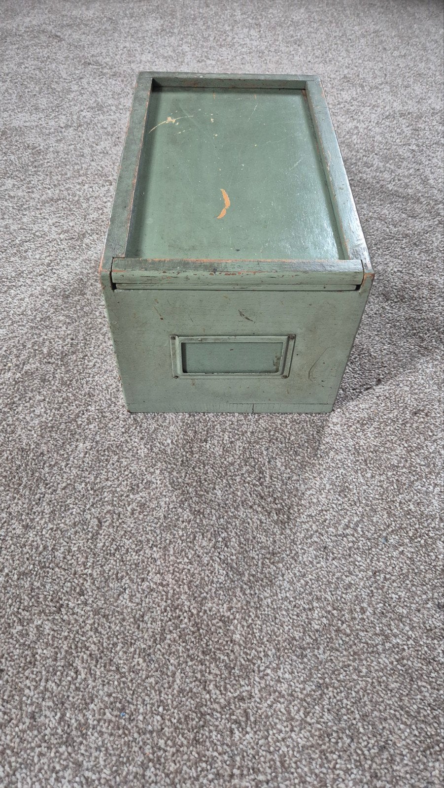 Vintage groene houten kist met schuifdeksel - 33x19,5x17 cm, Ophalen