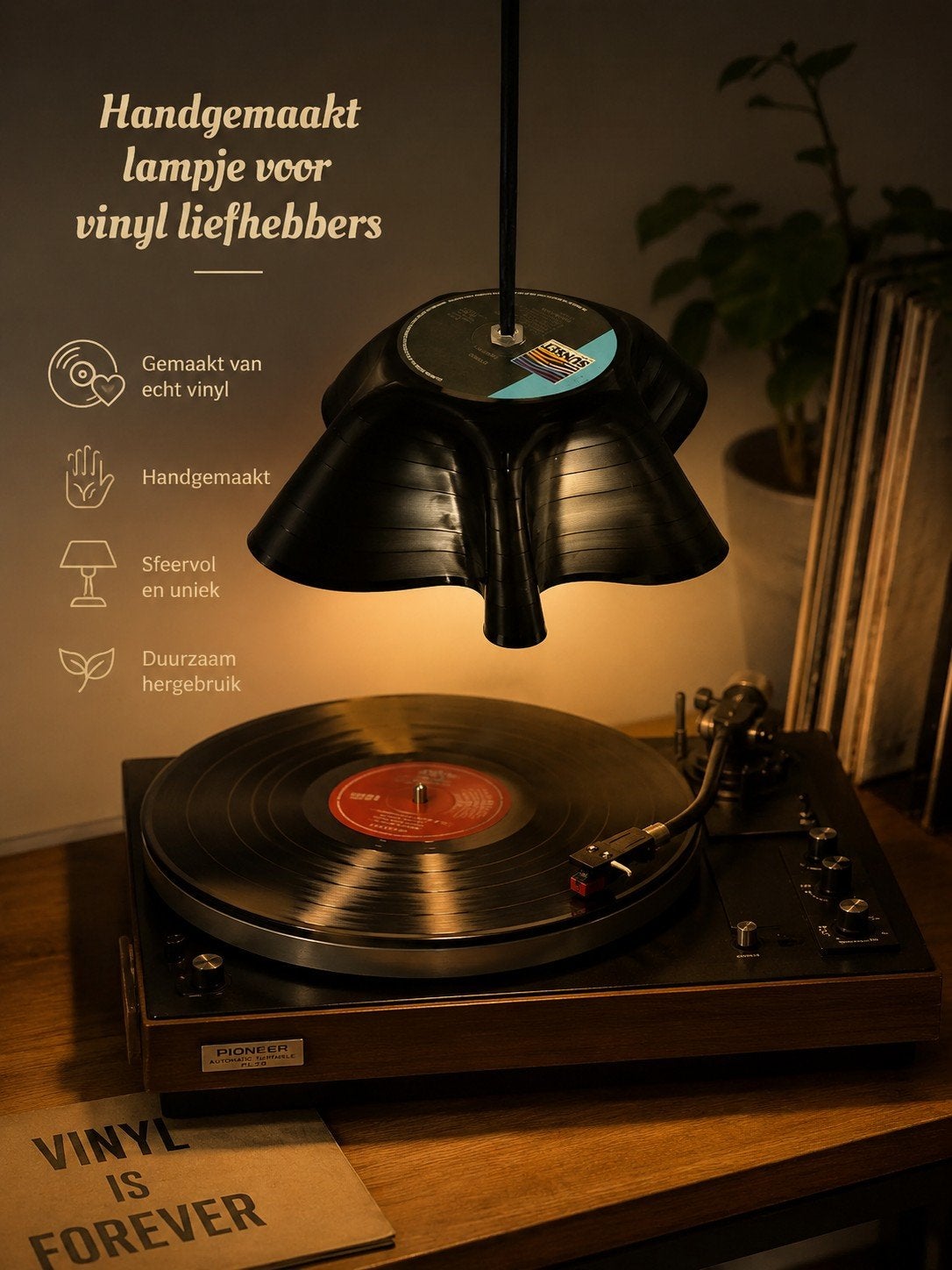 Handgemaakt lampje van een echte lp, Ophalen of Verzenden, Overige merken