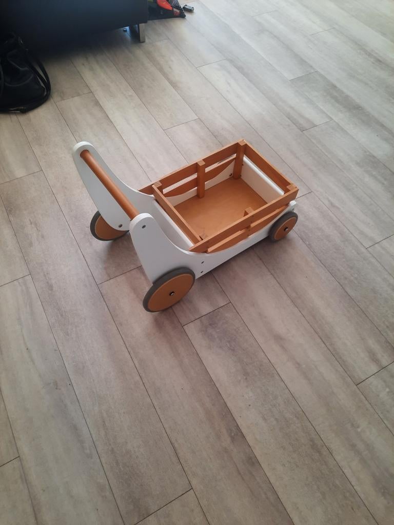 Kinderfeets 2-in-1 houten opbergkar & loopwagen - Wit, Ophalen, Gebruikt