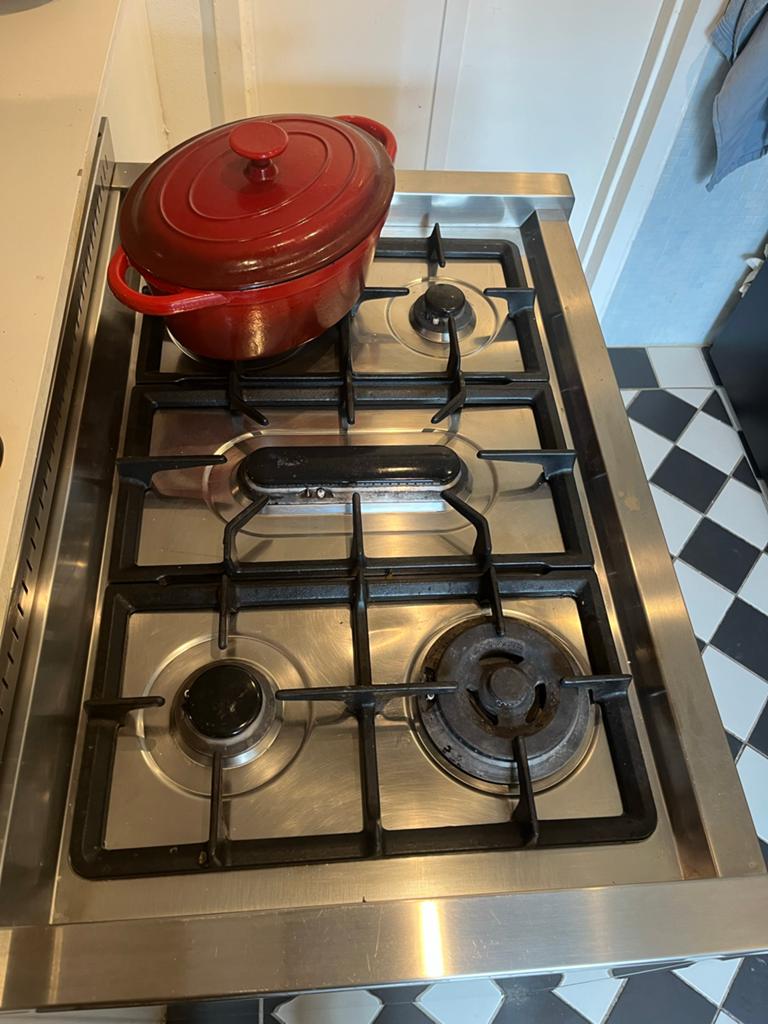 Fornuis met Gasfornuis en Oven - RVS, Witgoed en Apparatuur, Fornuizen, Ophalen, 60 cm of meer, Zo goed als nieuw, Gas