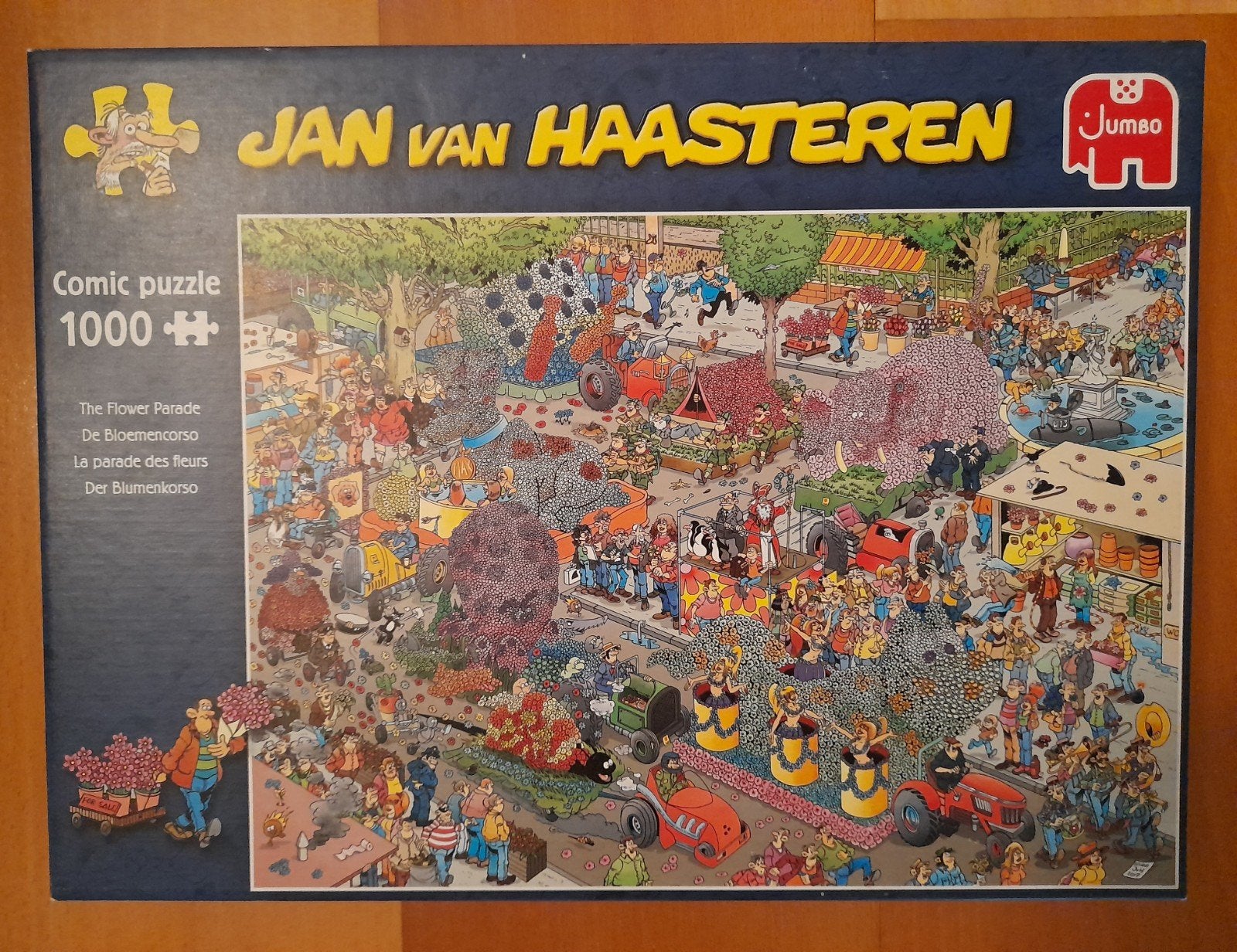 Puzzel Jan van Haasteren Bloemencorso 1.000 stukjes, Ophalen of Verzenden, 500 t/m 1500 stukjes, Zo goed als nieuw