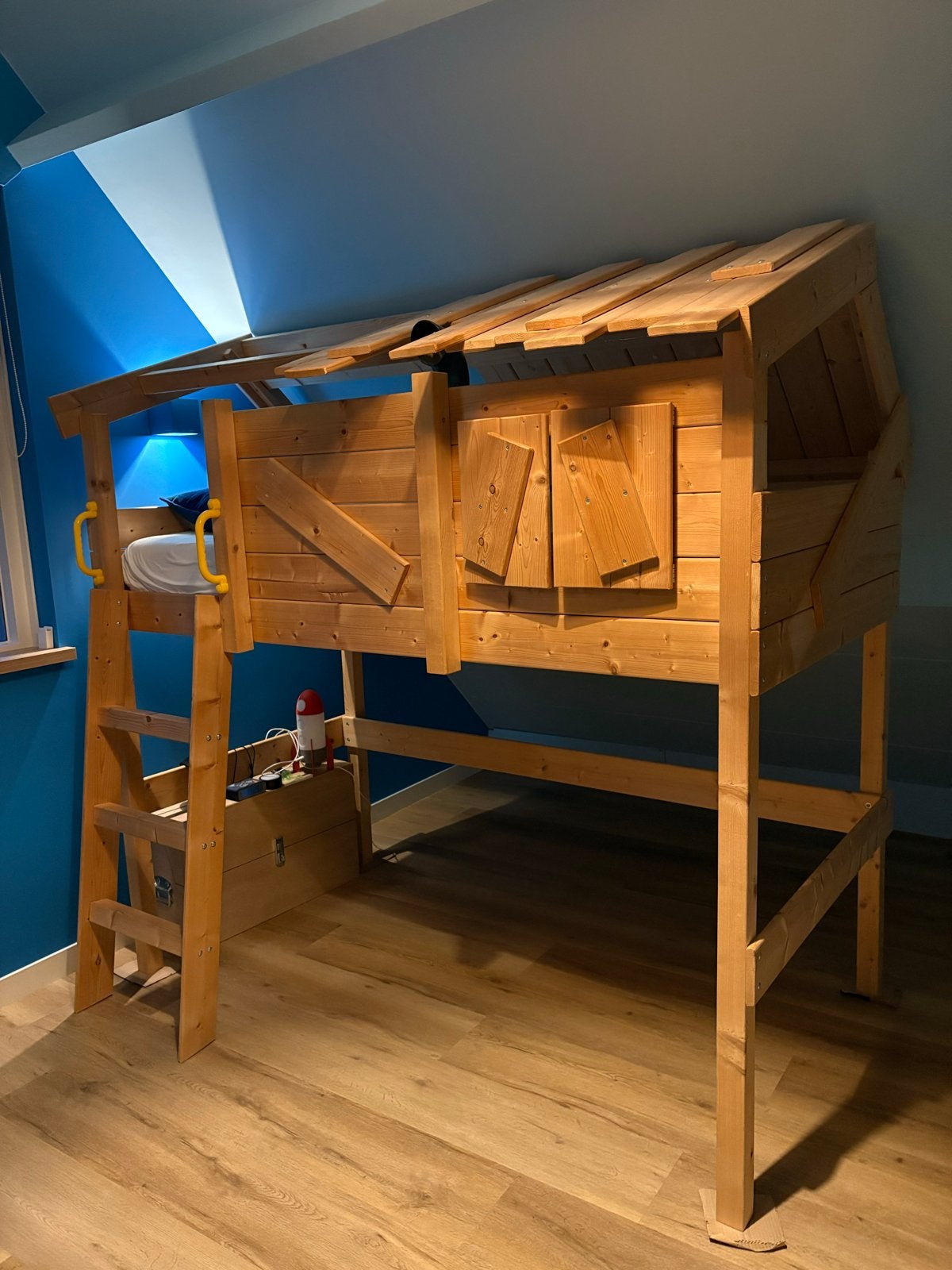 Hoogslaper met dakje - metk Wickey - perfecte staat, Ophalen, Eenpersoons, Zo goed als nieuw, 200 cm