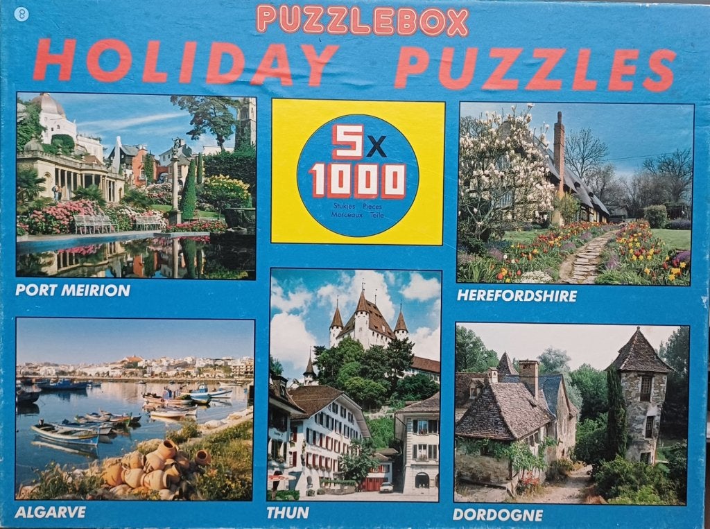 Mega Holiday Puzzle Box met 5*1000 stukjes, Ophalen of Verzenden, 500 t/m 1500 stukjes, Zo goed als nieuw, Legpuzzel