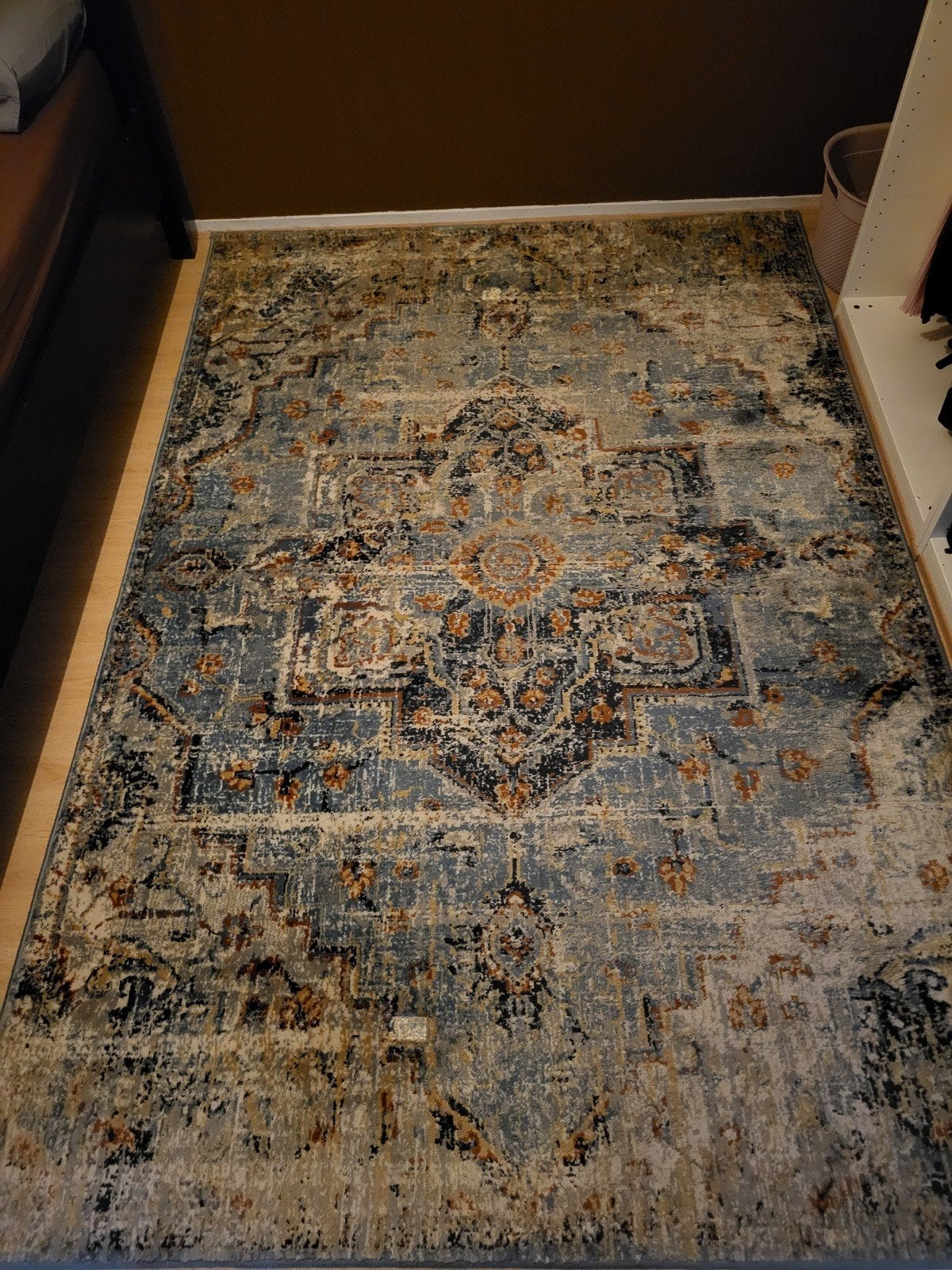 IKEA OVERLUND Vloerkleed - Blauw/Beige, 160x230 cm, Ophalen, Klassiek, Modern, Verweerd, 150 tot 200 cm, 200 cm of meer